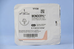 Suture with Needle Monocryl Absorbable Uncoated Violet Suture Monofilament Poliglecaprone Size 1 27 Inch Suture 1-Needle 36 mm Length 1/2 Circle Taper Point Needle