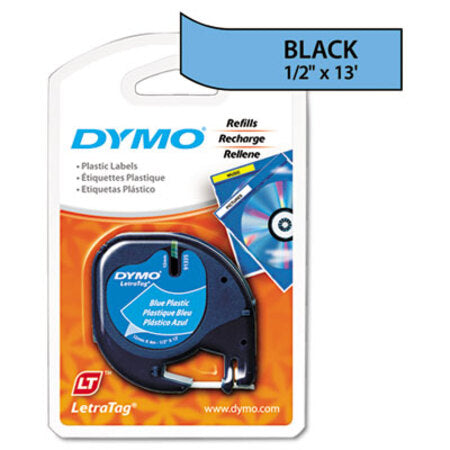 Dymo® LetraTag Plastic Label Tape Cassette, 0.5" x 13 ft, Blue