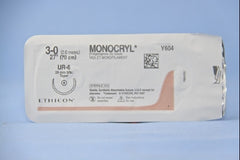 Suture with Needle Monocryl Absorbable Uncoated Violet Suture Monofilament Poliglecaprone Size 3 - 0 27 Inch Suture 1-Needle 26 mm Length 5/8 Circle Taper Point Needle