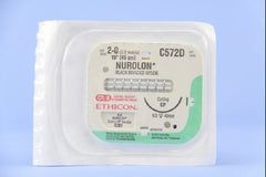 Suture with Needle Nurolon Nonabsorbable Coated Black Suture Braided Nylon Size 2 - 0 18 Inch Suture 1-Needle 40 mm Length 1/2 Circle Reverse Cutting Needle