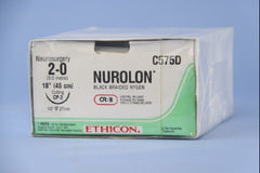 Suture with Needle Nurolon Nonabsorbable Coated Black Suture Braided Nylon Size 2 - 0 18 Inch Suture 1-Needle 26 mm Length 1/2 Circle Reverse Cutting Needle