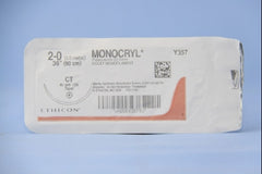 Suture with Needle Monocryl Absorbable Uncoated Violet Suture Monofilament Poliglecaprone Size 2 - 0 36 Inch Suture 1-Needle 40 mm Length 1/2 Circle Taper Point Needle