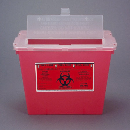 Bemis Healthcare Sharps Container Bemis™ Sentinel 8-5/8 H X 11-5/8 L X 7-3/4 W Inch 2 Gallon Translucent Red Base / Translucent Lid Horizontal Entry Flap Lid - M-337383-4756 - Case of 30