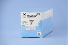 Suture with Needle Prolene Nonabsorbable Uncoated Blue Suture Monofilament Polypropylene Suture Size 10 - 0 6 Inch Suture Double-Armed 6.5 mm Length 3/8 Circle Micropoint - Spatula Needle