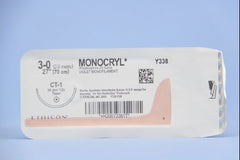 Suture with Needle Monocryl Absorbable Uncoated Violet Suture Monofilament Poliglecaprone Size 3 - 0 27 Inch Suture 1-Needle 36 mm Length 1/2 Circle Taper Point Needle