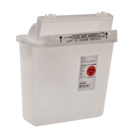 Cardinal Sharps Container SharpStar™ In-Room™ 12-1/2 H X 10-3/4 W X 5-1/2 D Inch 1.25 Gallon Translucent Base / Translucent Lid Horizontal Entry Counter Balanced Door Lid - M-338466-4019 - Each