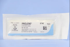 Suture with Needle Prolene Nonabsorbable Uncoated Blue Suture Monofilament Polypropylene Suture Size 7 - 0 18 Inch Suture Double-Armed 9.3 mm Length 3/8 Circle Taper Point Needle
