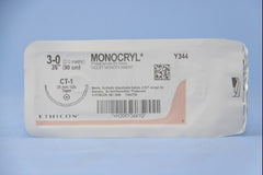 Suture with Needle Monocryl Absorbable Uncoated Violet Suture Monofilament Poliglecaprone Size 3 - 0 36 Inch Suture 1-Needle 36 mm Length 1/2 Circle Taper Point Needle