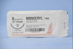 Suture with Needle Monocryl Absorbable Uncoated Violet Suture Monofilament Poliglecaprone Size 0 27 Inch Suture 1-Needle 40 mm Length 1/2 Circle Taper Point Needle