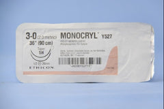 Suture with Needle Monocryl Absorbable Uncoated Violet Suture Monofilament Poliglecaprone Size 3 - 0 36 Inch Suture Double-Armed 26 mm Length 1/2 Circle Taper Point Needle