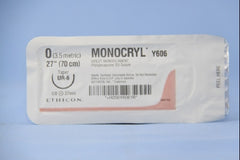 Suture with Needle Monocryl Absorbable Uncoated Violet Suture Monofilament Poliglecaprone Size 0 27 Inch Suture 1-Needle 26 mm Length 5/8 Circle Taper Point Needle