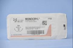 Suture with Needle Monocryl Absorbable Uncoated Violet Suture Monofilament Poliglecaprone Size 2 - 0 36 Inch Suture 1-Needle 26 mm Length 1/2 Circle Taper Point Needle