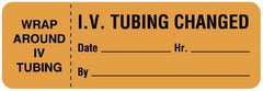 United Ad Label Pre-Printed Label PDC® Anesthesia Label Orange Paper IV Tubing Changed Black Syringe Label 1 X 3 Inch - M-340094-3696 - Roll of 1