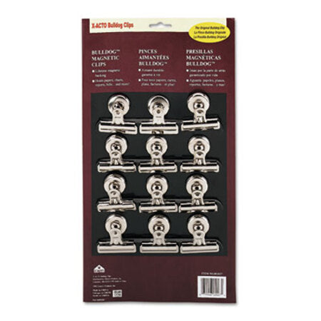 X-ACTO® Bulldog Magnetic Clips, 0.5", Nickel-Plated, 12/Box