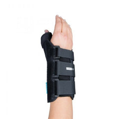 Ossur Wrist Brace with Thumb Spica Ossur® Formfit® Aluminum / Cotton / Polyester Left Hand Black Small