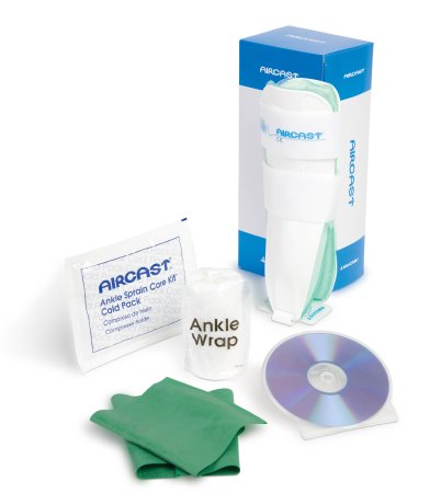 DJO Ankle Sprain Management Kit Ankle Sprain Care Kit™ Includes: Large Air-Stirrup* Ankle Brace for Left Ankle, Ankle Wrap, Cold Pack, Exercise Band, Instructional DVD and Booklet