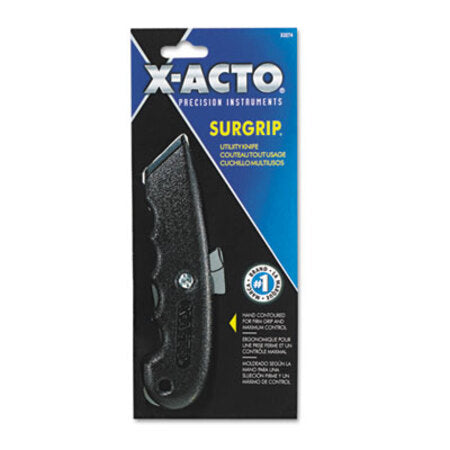 X-ACTO® SurGrip Utility Knife with Contoured Metal Handle and Retractable Blade, Black