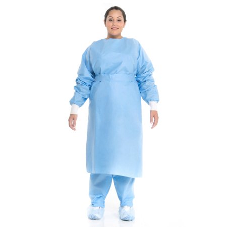 O&M Halyard Inc Protective Procedure Gown One Size Fits Most Blue NonSterile Disposable