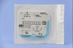 Suture with Needle Perma-Hand Nonabsorbable Coated Black Suture Braided Silk Size 0 18 Inch Suture 1-Needle 36 mm Length 1/2 Circle Taper Point Needle