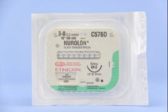 Suture with Needle Nurolon Nonabsorbable Coated Black Suture Braided Nylon Size 3 - 0 18 Inch Suture 1-Needle 26 mm Length 1/2 Circle Reverse Cutting Needle