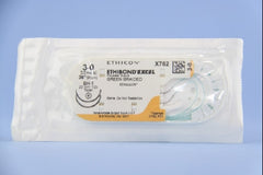 J & J Healthcare Systems Suture with Needle Ethibond Nonabsorbable Coated Green Suture Braided Polyester Size 3 - 0 36 Inch Suture Double-Armed 22 mm Length 1/2 Circle Taper Point Needle