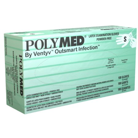 Ventyv Exam Glove Polymed® Small NonSterile Latex Standard Cuff Length Fully Textured Ivory Not Chemo Approved - M-349004-2885 - Case of 1000