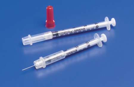 Cardinal Insulin Syringe with Needle Monoject™ 0.5 mL 29 Gauge 1/2 Inch Attached Needle Sliding Safety Needle - M-349606-4309 - Each