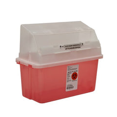 Cardinal Sharps Container GatorGuard™ Jr 14 H X 13 W X 6 D Inch 1.25 Gallon Translucent Red Base / Clear Lid Horizontal Entry Counter Balanced Door Lid - M-352040-4959 - Case of 14