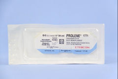Suture with Needle Prolene Nonabsorbable Uncoated Blue Suture Monofilament Polypropylene Suture Size 10 - 0 12 Inch Suture Double-Armed 6.5 mm Length 3/8 Circle Micropoint - Spatula Needle