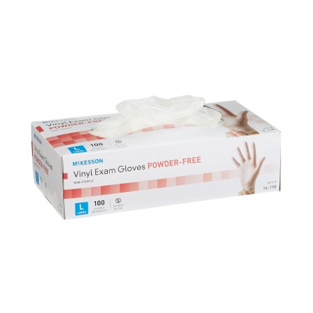 Exam Glove McKesson Large NonSterile Vinyl Standard Cuff Length Smooth Clear Not Chemo Approved - M-354440-2805 - Box of 100