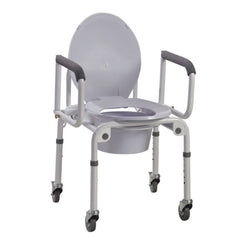 Drive Steel Drop Arm Commode with Wheels & Padded Arms