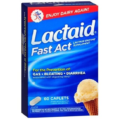 J & J Sales Dietary Supplement Lactaid® Ultra Lactase Enzyme 9000 FCC Units Strength Tablet 60 per Box