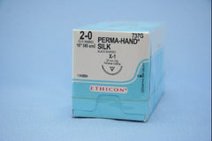 Suture with Needle Perma-Hand Nonabsorbable Coated Black Suture Braided Silk Size 2 - 0 18 Inch Suture 1-Needle 22 mm Length 1/2 Circle Reverse Cutting Needle