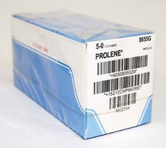 J & J Healthcare Systems Suture with Needle Prolene™ Nonabsorbable Uncoated Blue Suture Monofilament Polypropylene Suture Size 5 - 0 18 Inch Suture 1-Needle 13 mm Length 1/2 Circle Precision Point - Reverse Cutting Needle