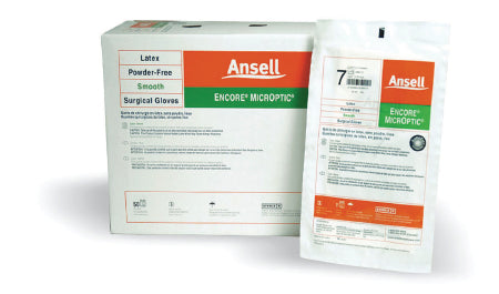 Ansell Surgical Glove ENCORE® MicrOptic® Size 8.5 Sterile Pair Latex Extended Cuff Length Smooth Brown Not Chemo Approved - M-362180-1094 - Case of 200