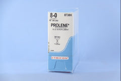 Suture with Needle Prolene Nonabsorbable Uncoated Blue Suture Monofilament Polypropylene Suture Size 8 - 0 18 Inch Suture Double-Armed 6.5 mm Length 3/8 Circle Taper Point Needle