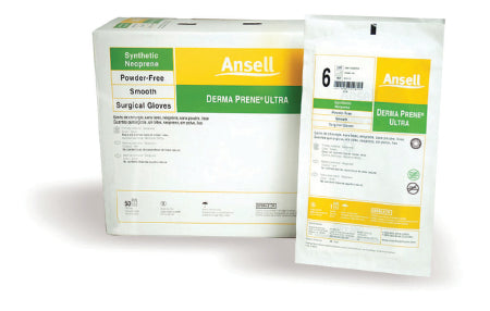 Ansell Surgical Glove Derma Prene® Ultra Size 6 Sterile Pair Polyisoprene Extended Cuff Length Smooth Green Chemo Tested - M-364343-2107 - Case of 200