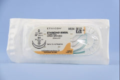 J & J Healthcare Systems Suture with Needle Ethibond Nonabsorbable Coated Green Suture Braided Polyester Size 0 36 Inch Suture Double-Armed 26 mm Length 1/2 Circle Taper Point Needle