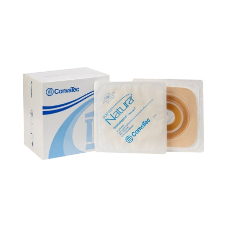 Convatec Ostomy Barrier Sur-Fit Natura® Pre-Cut, Standard Wear Stomahesive® Tan Tape 45 mm Flange Sur-Fit® Natura® System Hydrocolloid 1 Inch Opening 4 X 4 Inch