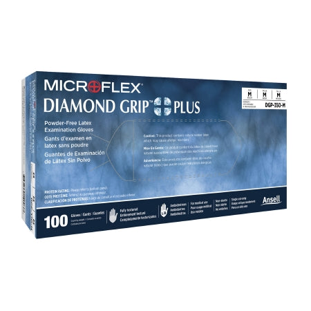 Microflex Medical Exam Glove Diamond Grip Plus™ Medium NonSterile Latex Standard Cuff Length Fully Textured White Not Chemo Approved - M-365974-2791 - Case of 1000