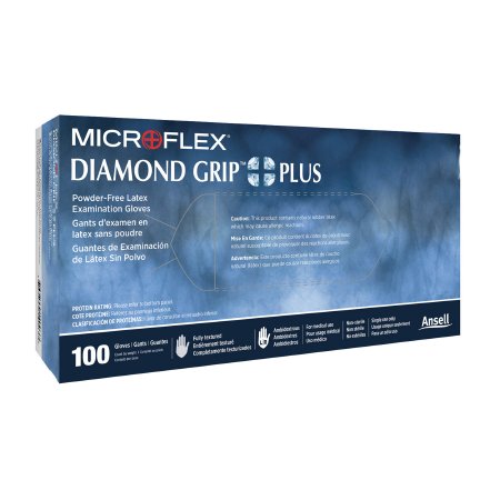 Microflex Medical Exam Glove Diamond Grip Plus™ Large NonSterile Latex Standard Cuff Length Fully Textured White Not Chemo Approved - M-365975-1319 - Case of 1000