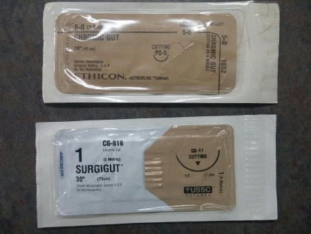 Suture without Needle Chromic Gut Absorbable Uncoated Size 3 - 0 60 Inch Suture