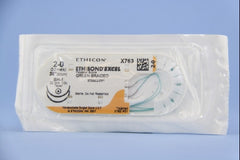 Suture with Needle Ethibond Nonabsorbable Coated Green Suture Braided Polyester Size 2 - 0 36 Inch Suture Double-Armed 22 mm Length 1/2 Circle Taper Point Needle