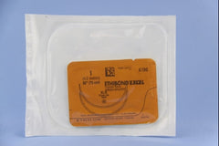 Suture with Needle Ethibond Nonabsorbable Coated Green Suture Braided Polyester Size 1 30 Inch Suture Double-Armed 70 mm Length 1/2 Circle Taper Point Needle