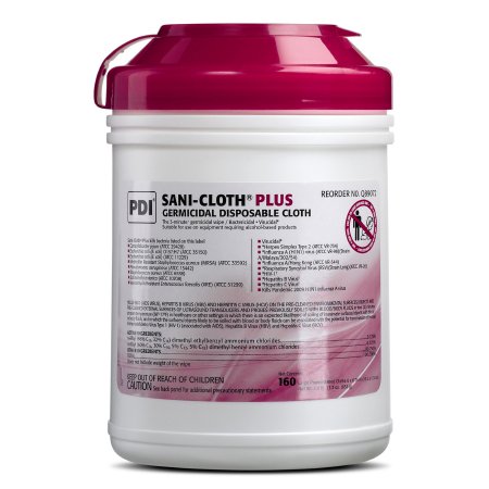 Professional Disposables Sani-Cloth® Plus Surface Disinfectant Cleaner Premoistened Germicidal Wipe 160 Count Canister Disposable Alcohol Scent NonSterile - M-370845-4637 - Case of 1920