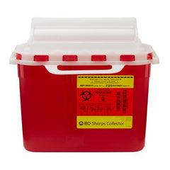 Becton Dickinson Sharps Container BD™ 12 H X 12 W X 4-4/5 D Inch 5.4 Quart Red Base / White Lid Horizontal Entry Counter Balanced Door Lid - M-371481-1147 - Case of 20