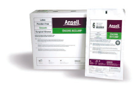 Ansell Surgical Glove ENCORE® Acclaim® Size 9 Sterile Pair Latex Extended Cuff Length Smooth Ivory Chemo Tested - M-372901-1492 - Case of 200