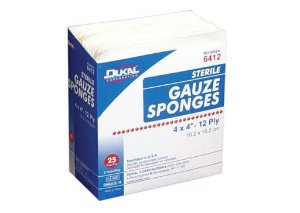 Dukal Gauze Sponge Cotton 12-Ply 4 X 4 Inch Square Sterile