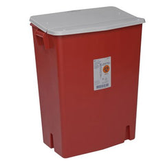 Cardinal Perfusion Waste Container SharpSafety™ 27-1/2 H X 15-1/4 D X 21-1/4 W Inch 30 Gallon Red Base / White Lid Horizontal / Vertical Entry Gasketed Hinged Lid - M-375271-3257 - Case of 3