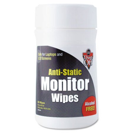 Dust-Off® Premoistened Monitor Cleaning Wipes, Cloth, 6 x 6.5, 80/Tub